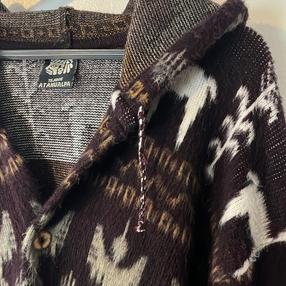 Wool Tejidos Atahualpa Super Soft Hooded Alpacas Teddy Style Coat Pockets Sz M/L - Picture 11 of 15